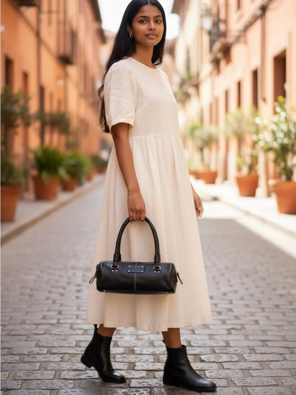 Kate Spade Cami Foster Black Pebbled Leather Barrel Bag
